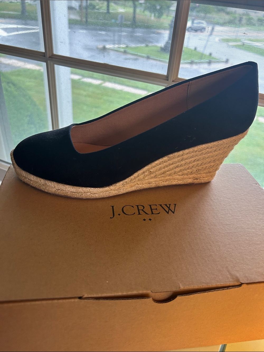 J. Crew Black Espadrille Wedge Shoe
